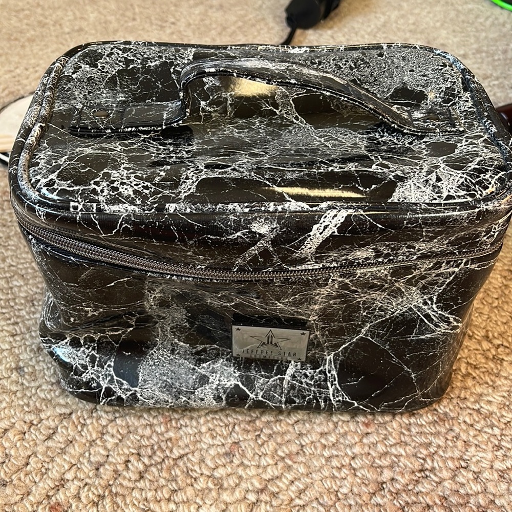 Black and white marbled makeup bag